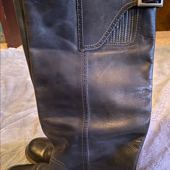 Lucky brand Andria black, tall leather books faux crepe sole gently worn size 10 - Picture 7 of 16